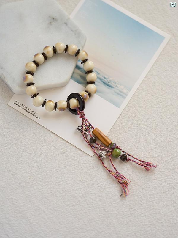 レディース ファッション コーデ 小物 景 徳 鎮 手織り タッセル ビーズブレスレットットット ット 蓮 花 誕生 誕生日 ブレスレットットット 縁起 良い ...