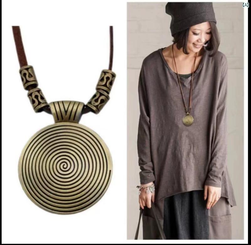 レディース　ファッション　コーデ　小物 レトロ エスニック ネックレス レディース ロング セーター チェーン シンプル ファッション ペンダント アクセサリー