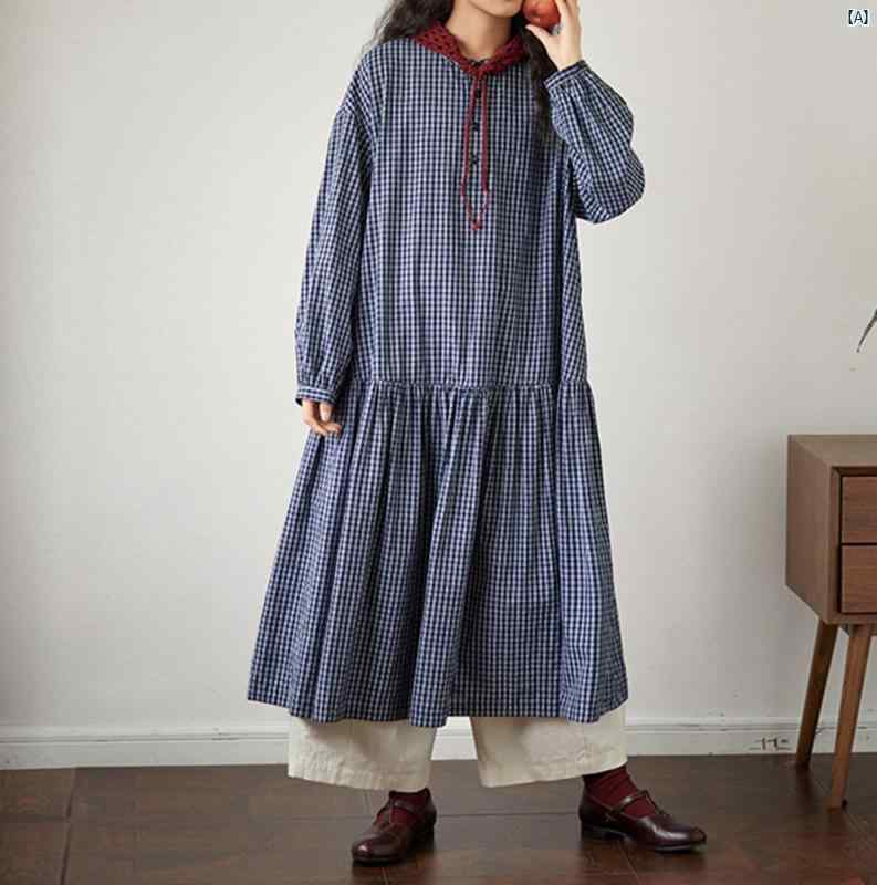 レディース　夏　コーデ　ファッション　春　秋 日本 レトロ チェック柄 長袖 ドレス レディース ハイエンド 秋 小柄 シャツ ロング スカート