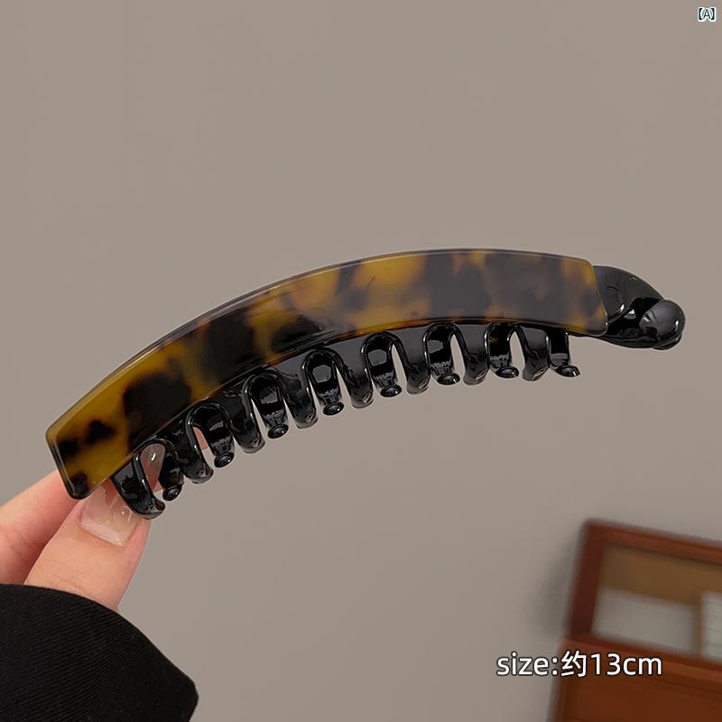 レディース　ファッション　コーデ　小物 レトロ ヒョウ柄 ヘアピン 高級 バナナ クリップ ヘア ツイス..