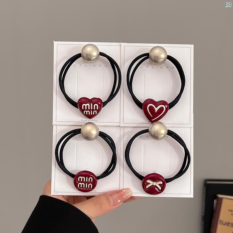 レディース　ファッション　コーデ　小物 レディース アンカー レッド ラブ パール ヘア ロープ ハイエ..