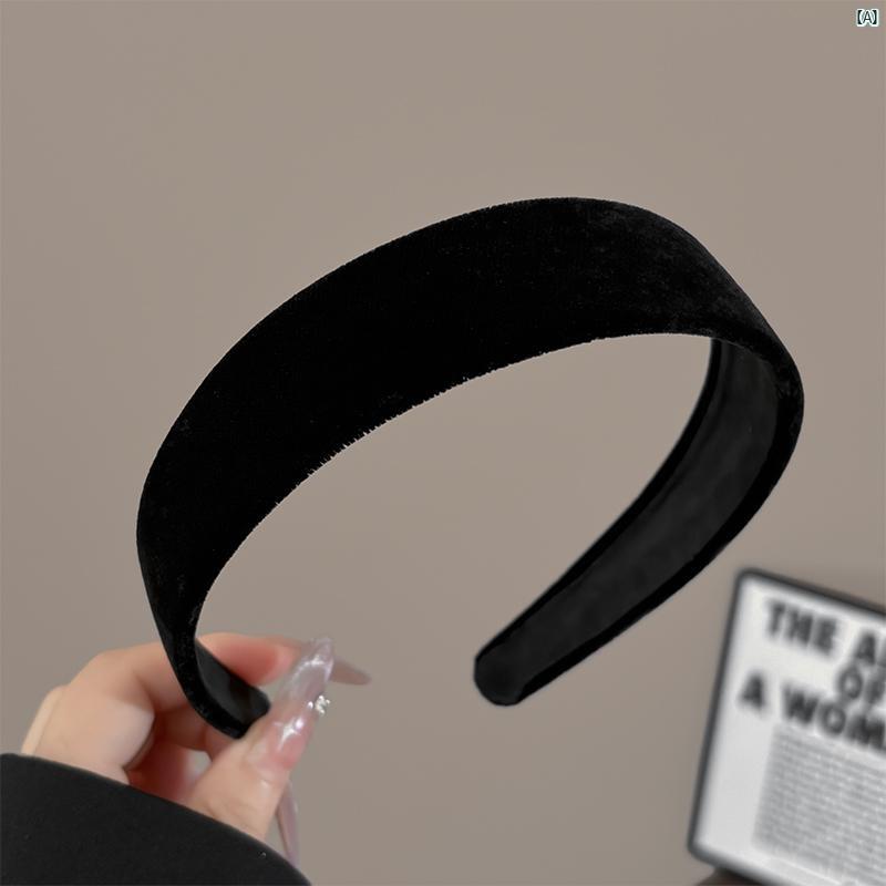 レディース　ファッション　コーデ　小物 シンプル ブラックベルベット つば広 ヘッド バンド フェミニ..