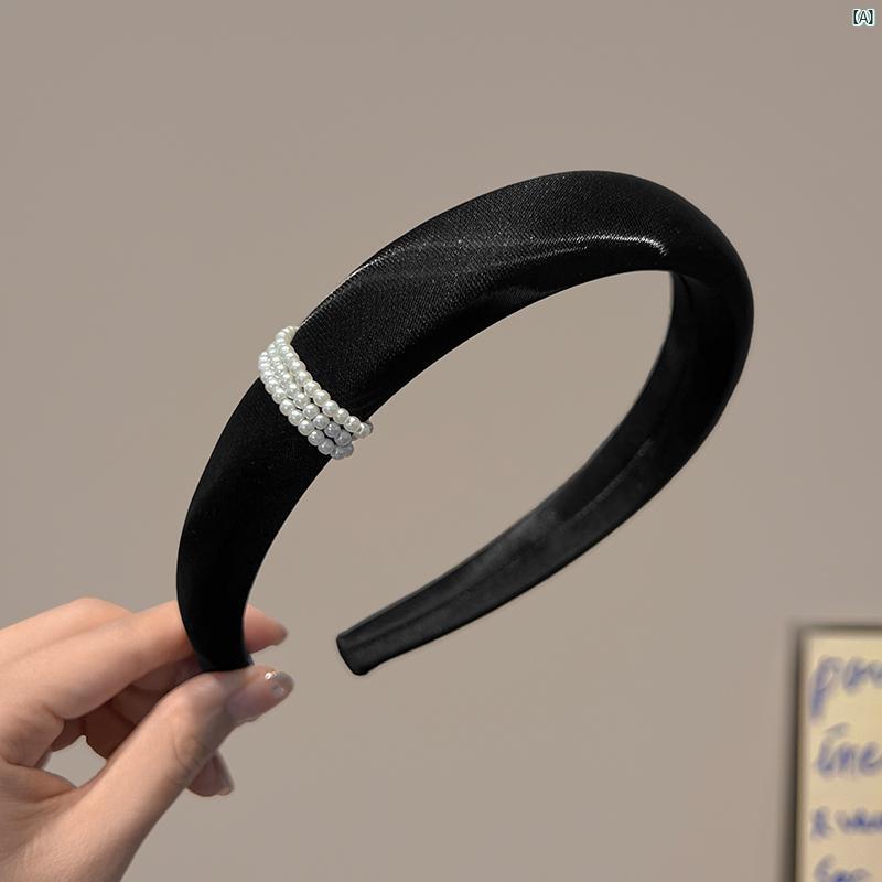 レディース　ファッション　コーデ　小物 レディース パール ヘッド バンド ハイ スカル スポンジ 洗顔..