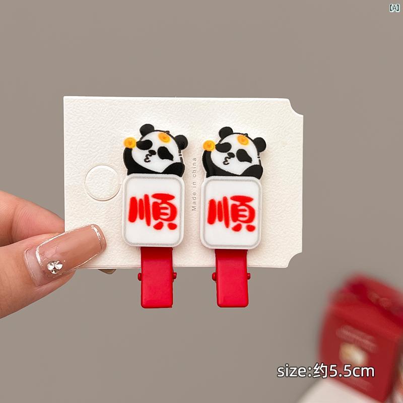 レディース　ファッション　コーデ　小物 かわいい パンダ 麻雀 ヘアピン レディース サイド 前髪 クリ..