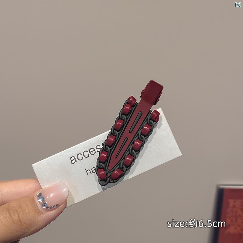 レディース　ファッション　コーデ　小物 アンカー レッド シームレス ヘア クリップ レディース 額 サ..