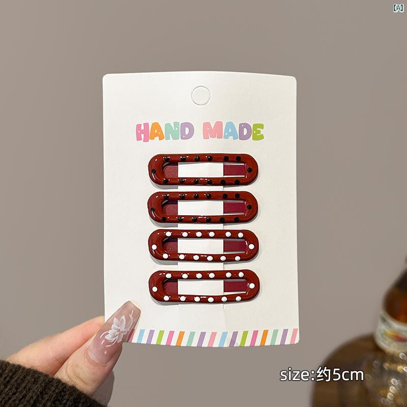 レディース　ファッション　コーデ　小物 アンカー レッド 水玉 ヘア クリップ レディース 額 サイド ..