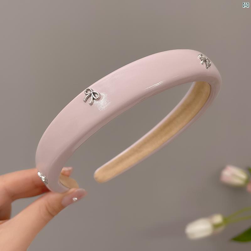 レディース　ファッション　コーデ　小物 ハイエンド レディース レザー リボン ヘッド バンド ハイ スカル クール 洗顔 サイド バング BB ヘア クリップ 夏