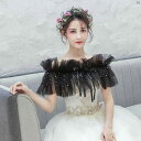 レディース ファッション コーデ 小物 腕 覆う ウェディング ショール 花嫁 ウェディングドレス ワンショルダー ブラック スタジオ 写真撮影 レディース