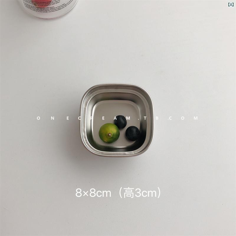 韓国 ソース 皿 304 ステンレス バーベキュー グリッド 正方形 鍋 調味料 スナック プレート トマト ソ..