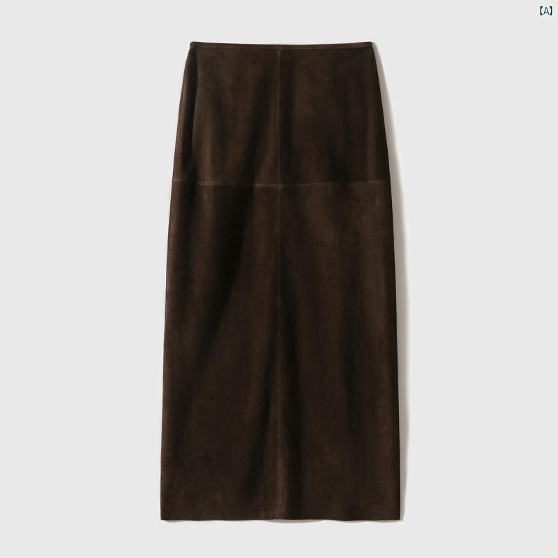 レディース　ファッション　コーデ　春　夏　秋 Xiaohange ハイエンド ライン 羊 スエードレザー ストレート スカート レディース 24 秋冬 PQA 764863 AG