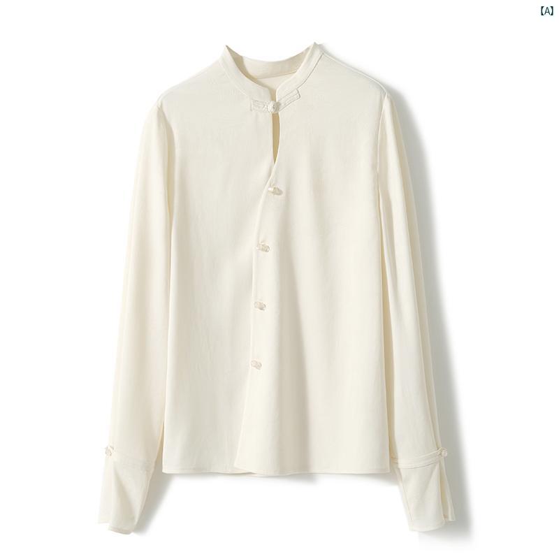 レディース　ファッション　コーデ　春　夏　秋 シャオ ハンゲ ジャガード イースト マン ナイア 新 中華風 シャツ トップ CYE 70 SG