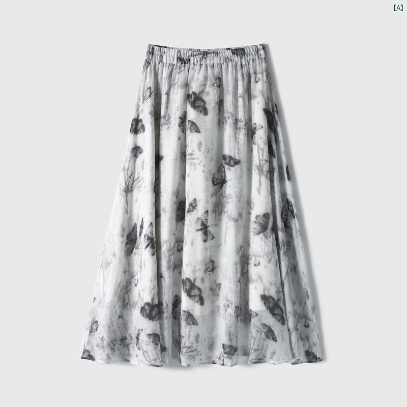 レディース　ファッション　コーデ　春　夏　秋 @ xiaohange 寒風 塩 クール インク スカート ハーフ ..