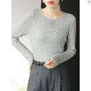 レディース ファッション レディース オシャレ コーデ 春 秋 夏 ブラック 薄手 ラウンドネック ウール フレンチ レトロ小 ツイスト プルオーバー 長袖 スリム ボトム セーター 秋冬 インナーウェア