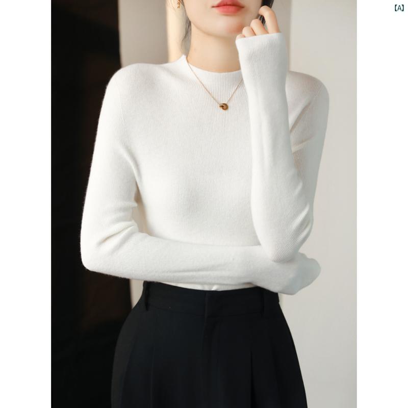 レディース　ファッション　レディース　オシャレ　コーデ　春　秋　夏 ハーフ タートルネック シームレス ワンピース スリムフィット セーター レディース メイラード ウール ニット ベース レイヤー プルオーバー