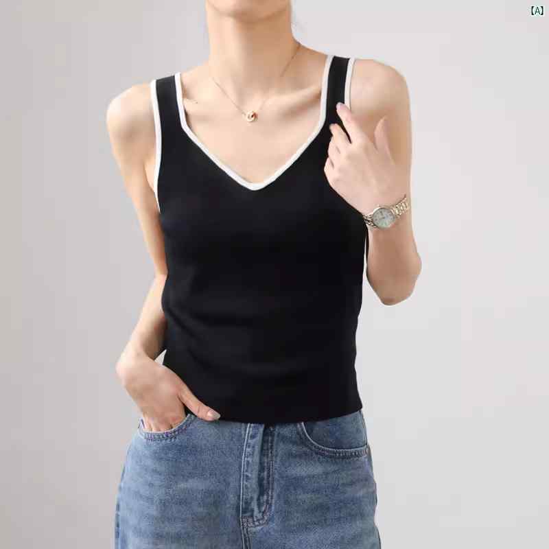 レディース　ファッション　レディース　オシャレ　コーデ　春　秋　夏 春 冷感 ニット レディース サスペンダー スリムフィット アウターウェア Vネック ベスト シャツ