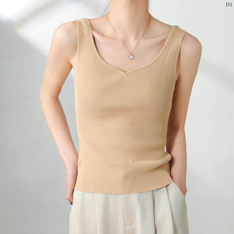 レディース　ファッション　レディース　オシャレ　コーデ　春　秋　夏 冷感 ニット ベスト レディース 夏 ノースリーブ 花びら 襟 付け サスペンション スリム 薄型 トップ 外側 内側