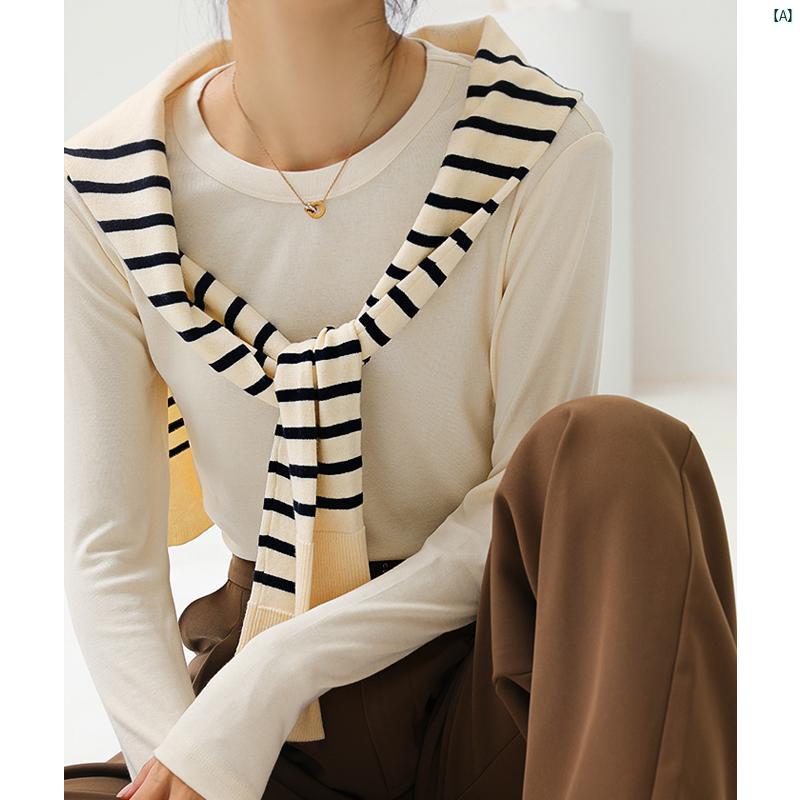 レディース　ファッション　レディース　オシャレ　コーデ　春　秋　夏 秋冬 レディース ベーシック ラウンドネック アセテート ウール 右 肩 長袖 Tシャツ 肌 優しい スリムフィット ボトム シャツプルオーバー トップス