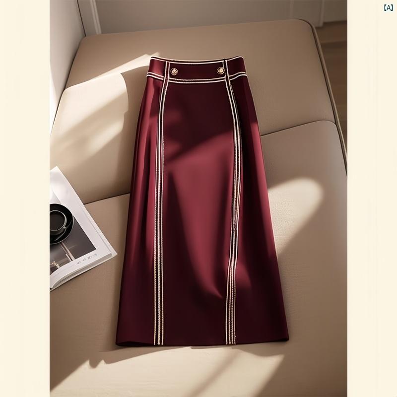 レディース ファッション コーデ 春 夏 秋 レディース ファッション 秋 ユニーク 美しい Aラインイン スカート 高級 Ancora レッド ライン