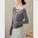 レディース ファッション コーデ 春 夏 秋 秋 婦歳 服 ハイエンド スタイリッシュグレー 長袖 セーター トップ