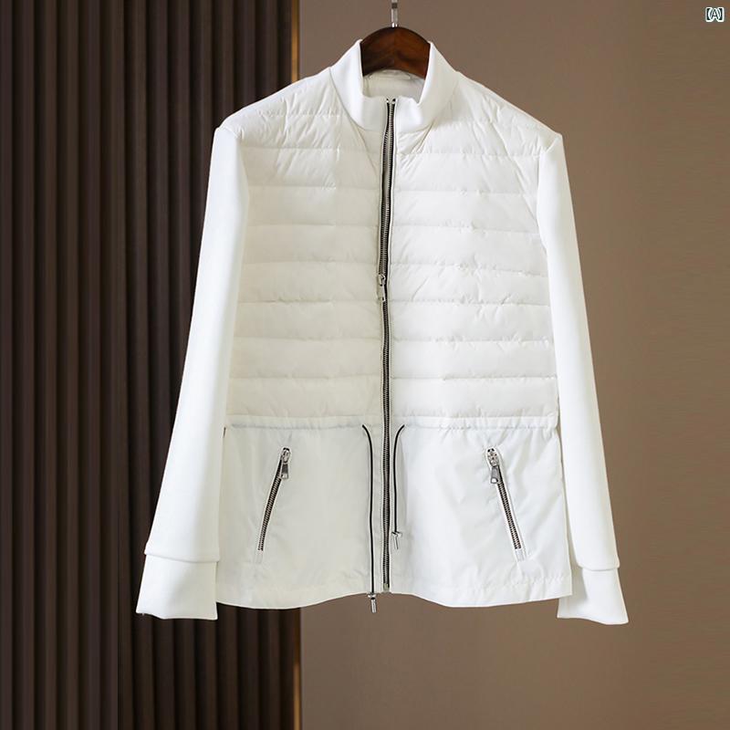 レディース　ファッション　コーデ　春　夏　秋 マックス チャンネル シングル 90 ホワイトダックダウン中 コットン 軽量 暖かい ～ ウエスト 締め付ける ブラック ライト ショート ダウン ジャケット レディース