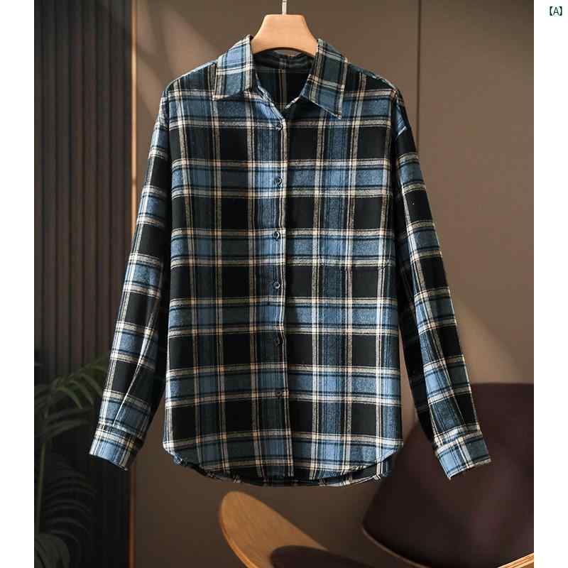 レディース　ファッション　コーデ　春　夏　秋 古見さん 一目 惚れ 予約 金 レディース プチ 長袖 ブルー 起毛 チェック柄 シャツ