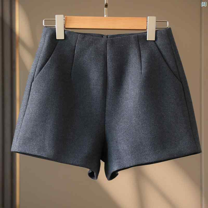 レディース　ファッション　コーデ　春　夏　秋 自由 精神 身 着けて ~ スリム ハイウエスト ブーツ パンツ レディース 厚手 ワイド レッグ ウール ショート