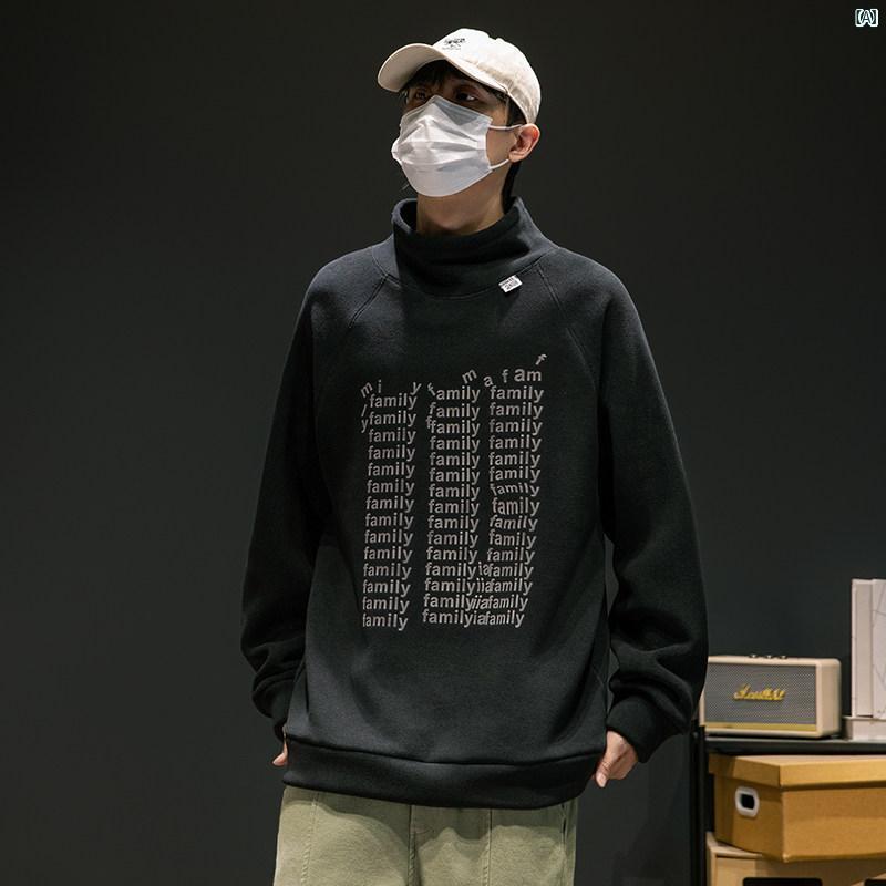 メンズ ファッション 韓国ファッション オシャレ 韓国 Matteo ハーフ タートルネック 裏起毛 スウェットシャツ メンズ 両面 オーストリア ベルベット 厚手 コート 秋　冬 カジュアル シャツ
