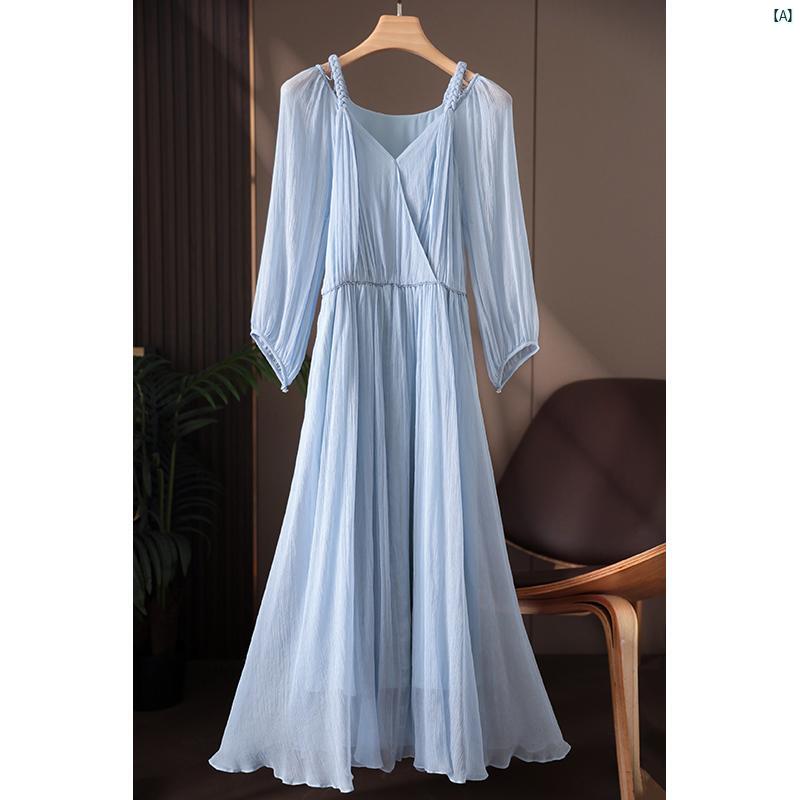 レディース　ファッション　レディース　オシャレ　コーデ　春　秋　夏 胸 高鳴る 重厚 感 フレンチ リゾート ウエスト 絞った ミドル丈 レディース ドレス す