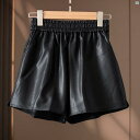 レディース ファッション レディース オシャレ コーデ 春 秋 夏 こういう S タイプ 大好き アイテム レディース PU レザー 伸縮性 ドローストリング Aラインイン ストレート ショーツ レザーパンツ
