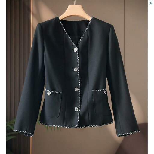 レディース ファッション レディース オシャレ コーデ 春 秋 夏 Kou Mi Jia Jian レトロ 姿勢 細くす レディース シンプル トップステッチ ブラック カジュアルフレグランス ジャケット レディース ファッション レディース オシャレ コーデ 春 秋 夏 Kou Mi Jia Jian レトロ 姿勢 細くす レディース シンプル トップステッチ ブラック カジュアルフレグランス ジャケット