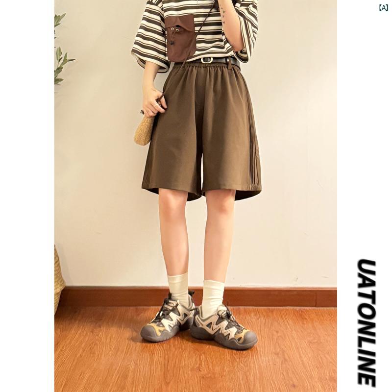 レディース ファッション レディース オシャレ コーデ 春 秋 夏 UATONLINE 夏 レトロ ルーズ カジュアル ストレート パンツ 5 分 スーツ ショーツ レディース