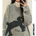 レディース ファッション レディース オシャレ コーデ 春 秋 夏 UATONLINE 秋 アメリカン レトロ たり 楽しい ウサギ ニット セーター ラウンドネック レディース
