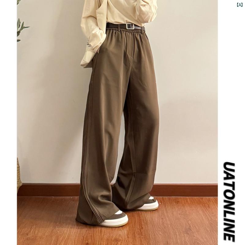 レディース　ファッション　レディース　オシャレ　コーデ　春　秋　夏 UATONLINE 秋 レトロ プリーツ ドレープ パンツ メンズレディース カジュアル