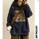 レディース ファッション レディース オシャレ コーデ 春 秋 夏 UATONLINE 秋冬 アメリカン エスニック 編組 パッチ フード付き ベルベット スウェットシャツ レディース