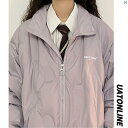 レディース ファッション レディース オシャレ コーデ 春 秋 夏 UATONLINE 冬 アメリカン レトロ 無地 スタンドカラー エンボス パープル ダウン ジャケット