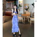 レディース ファッション レディース オシャレ コーデ 春 秋 夏 魅惑的 蝶 プリント メッシュ ドレス レディース 夏 アメリカン スタイリッシュ ガール サスペンダー ロング スカート スリット ヒップ