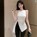 レディース ファッション レディース オシャレ コーデ 春 秋 夏 レディース 夏 アウターウェア用 魅惑的 ミドル丈 キャミソール スリムフィット ブラウス デ コンストラクト ストラップ サイドスリット トップ