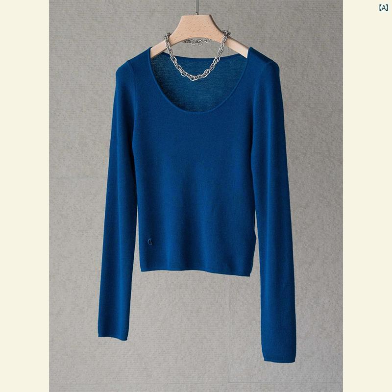 硫酸 銅 着る ユニーク 美しい トップス 秋 レディース 高級 ブルー 長袖 Tシャツ