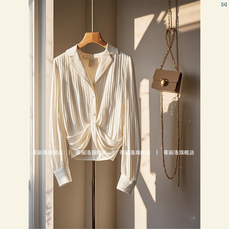 秋 フレンチ コントラスト い ユニーク シック 見栄え 良い レディース ホワイト コーデュロイシャツ