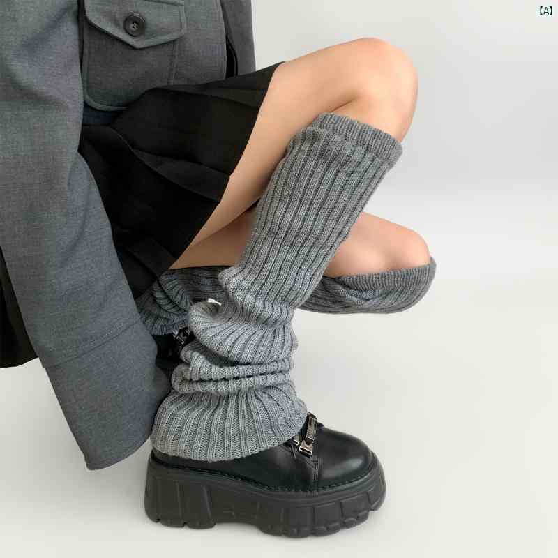 夜間 指導 室 レディース 靴 下山 秋冬 暖かい ブーツ カバー ニット ソックス y 2 k シンプル グレー ..