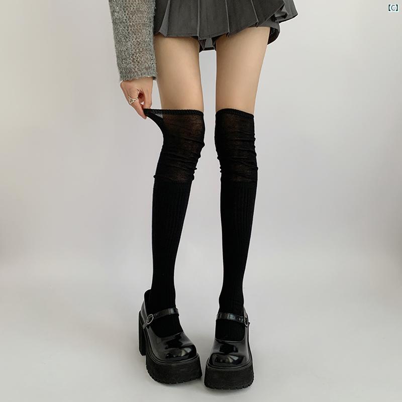 夜 教室 春秋 レディース 膝上 靴下 和風 JK グレー パイルソックス メイラード ブーツ ソックス ホワイト ストッキング