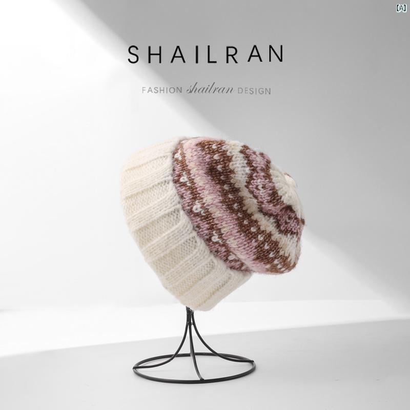 シャロン クリスマス 雪 結晶 帽子 レディース 秋冬 ニット 帽 暖かい 丸顔小顔小 耳保護