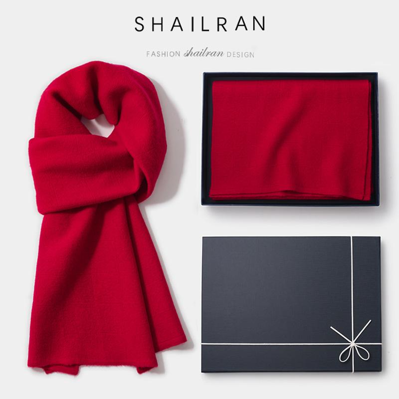 シャロン ウール ニット 無地 レッド メンズ スカーフ 冬 厚く 暖かい 狭い 品質