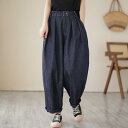 レディース ファッション コーデ 春 夏 秋 たり 大きいサイズ 耐久性 ウエスト シルエット カジュアル スリム クラシック バルーン パンツ ジーンズ ブルー プラス 肥大
