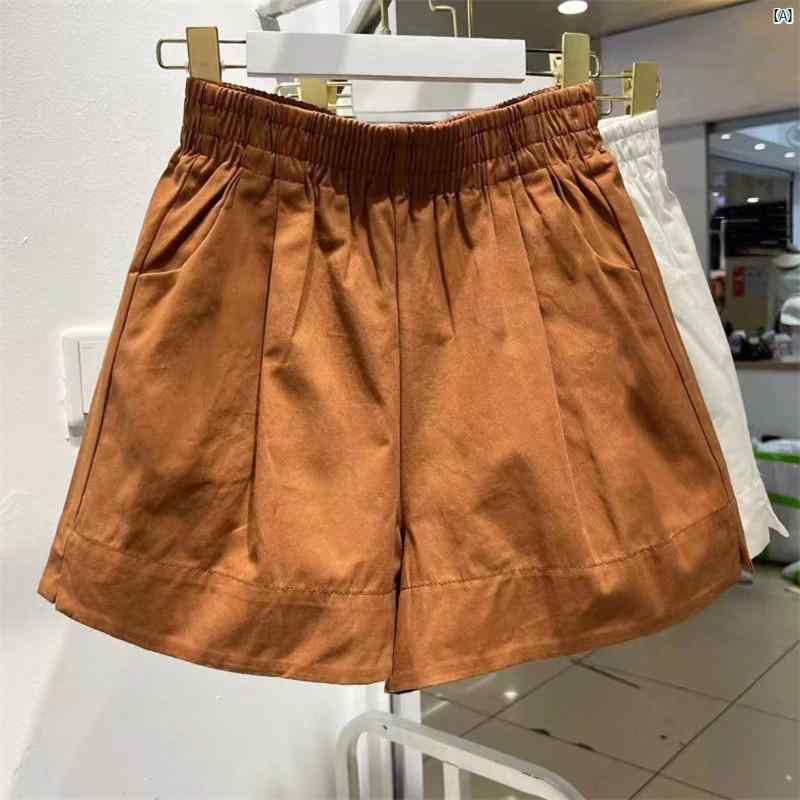 コットン 100 パンプキン カラー ショーツ レディース 夏 ハイウエスト カジュアル ワークウェア ワイド レッグ