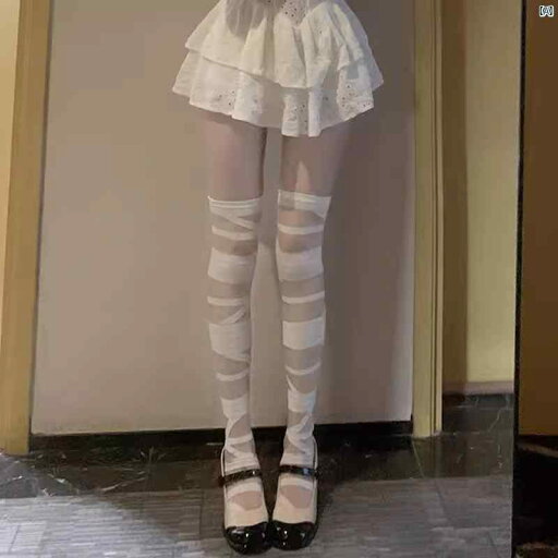 レディース ファッション コーデ 春 夏 秋 スタイリッシュ ガール サブカルチャー 包帯 ロング チューブ 膝丈 アビー ストッキング レディース ストラップ パイル ロリータ 薄手 ホワイト レディース ファッション コーデ 春 夏 秋 スタイリッシュ ガール サブカルチャー 包帯 ロング チューブ 膝丈 アビー ストッキング レディース ストラップ パイル ロリータ 薄手 ホワイト