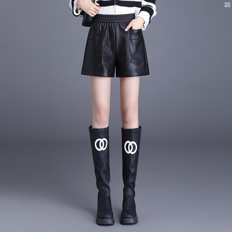 レディース ファッション コーデ 春 夏 秋 ショーツ レディース 秋冬 新 韓国 スリム ワイド レッグ パンツ ハイウエスト カジュアル 大きいサイズ レザーパンツ アウター ブーツ