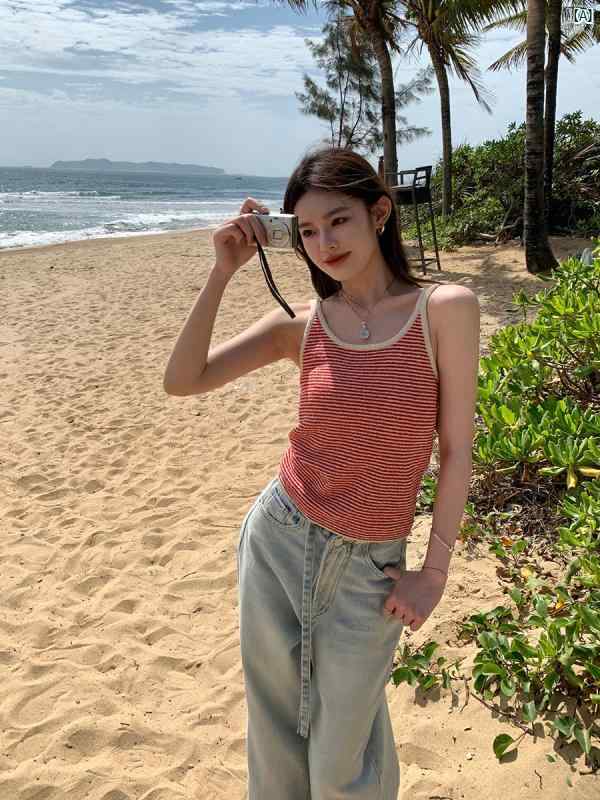 レディース　ファッション　コーデ　春　夏　秋 アレックス スティーブンス ストライプ ニットキャミソ..