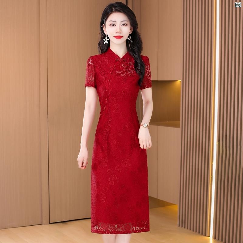 レディース ファッション コーデ 春 夏 秋 結婚式 パーティー チャイナ ドレス 夏 若々しい ハイエンド 通常 時 着用 す