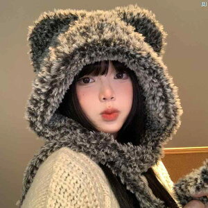 かわいい クマ 耳 ニット 耳保護 帽子 レディース 秋冬 暖かい 顔 強い 小柄 ウール 防寒 ぬいぐるみ ロシア